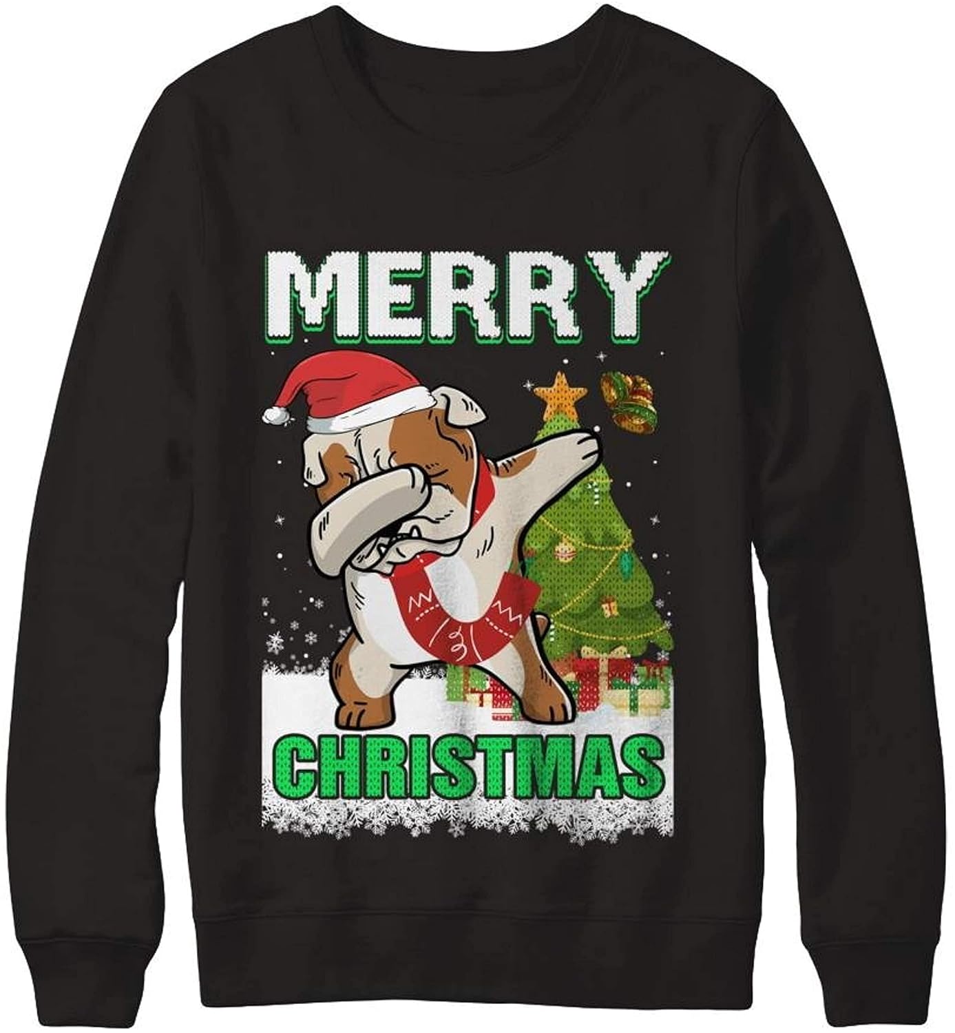 Cute Bulldog Claus Merry Christmas Hoodie Sweater Long Sleeve t