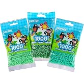 Perler 83-99789 1000 Piece Fuse Bead Bags of Pastel Green, Light Green, and Dark Green, 3 Pack
