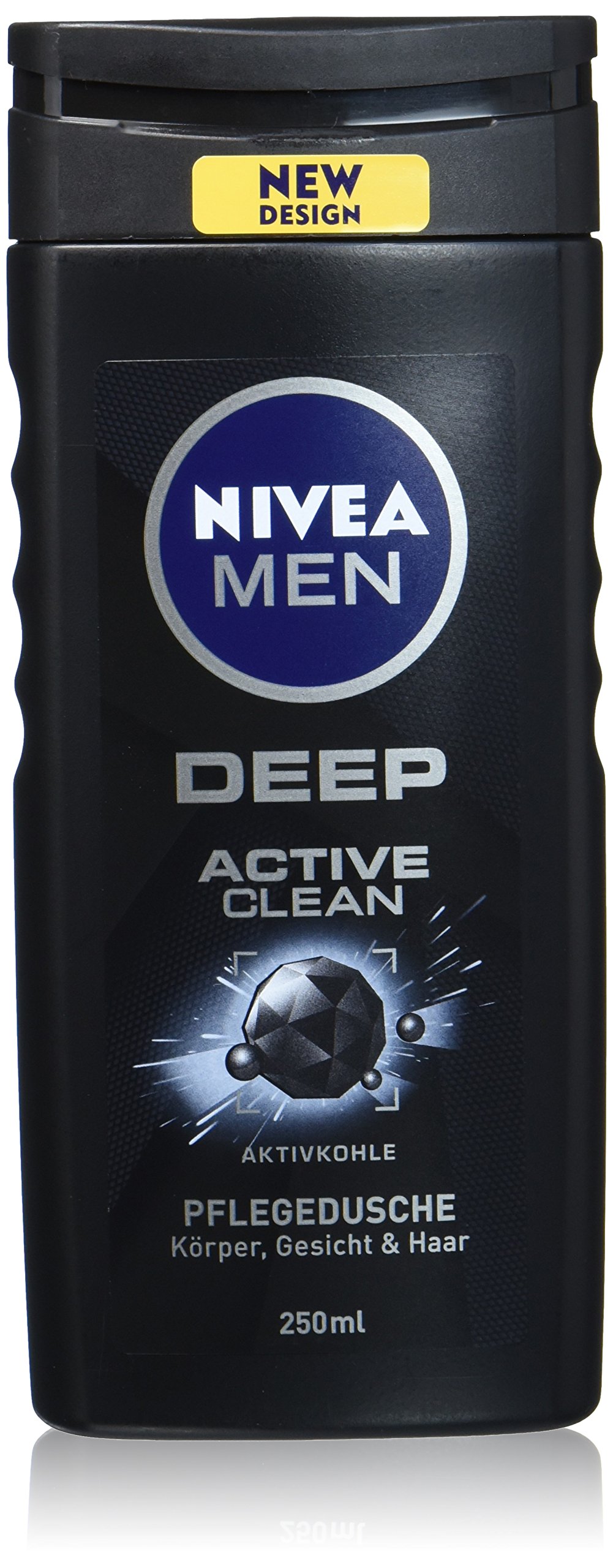 Nivea Men Deep Active Clean Shower Care with Active Carbon in 6er Pack (6 x 250 ML), Refreshing Shower Gel with Masculine Scent Cleans Effective Body, Face and Hair
