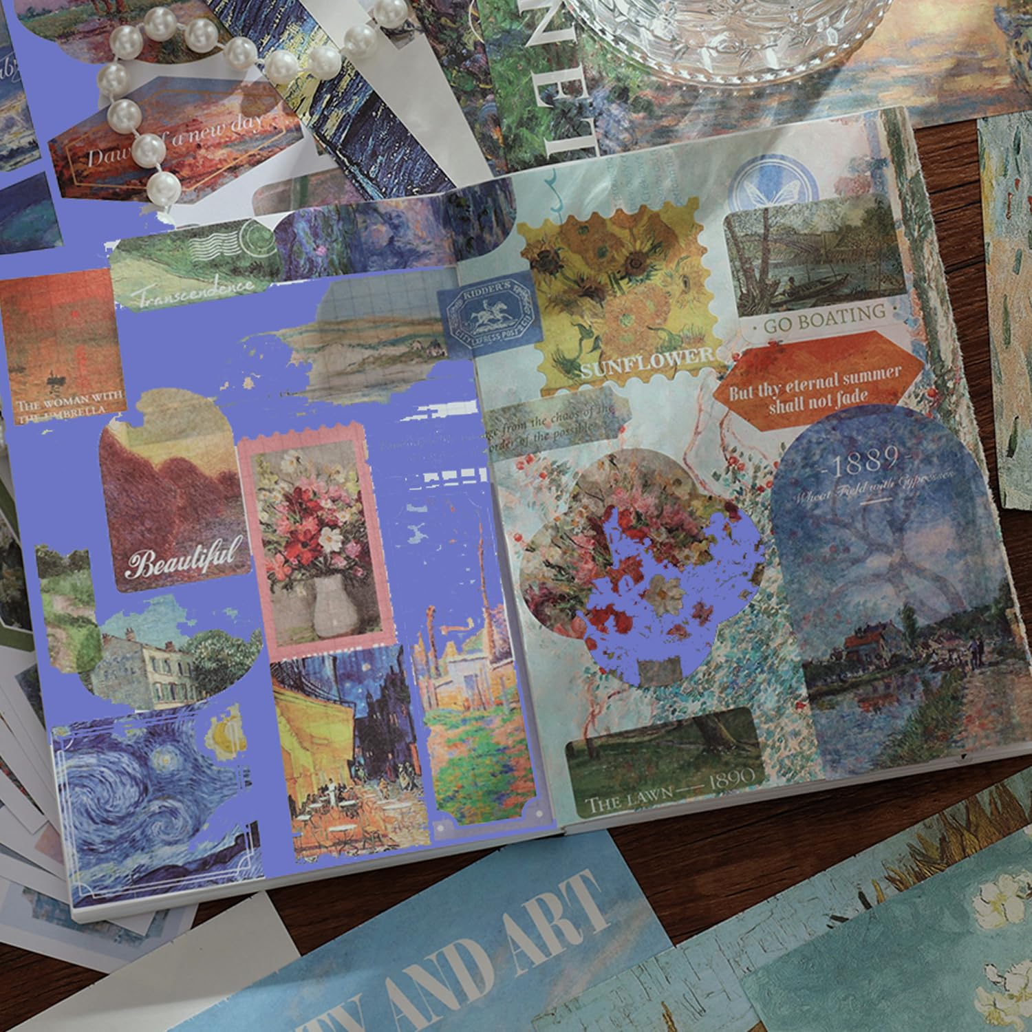 Vintage Oil Painting Scrapbook Sticker, Journaling Supplies for Junk Journal, 500+ Scrapbooking Washi Stickers & 25 Ephemera Papers Art Scrapbook Supplies for Adults Teens Women Girls Junk Journal