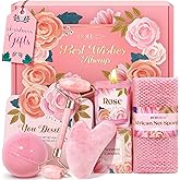 Bofuoos Easter Gifts for Her, Women, Wife, Mom, Teen Girls - Gua Sha & Jade Roller Facial Tools Gifts Set, Self Care Spa & Bath Gift Baskets for Women, Christmas, White Elephant, Birthday Gift