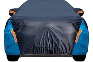 DINGHAO Car Cover Waterproof All Weather for Automobiles, 6 Layers Outdoor Full Exterior Cover Rain Sun UV Snowproof Protection with Zipper Cotton, Mirror Pocket for SUV (185-190 inch)
