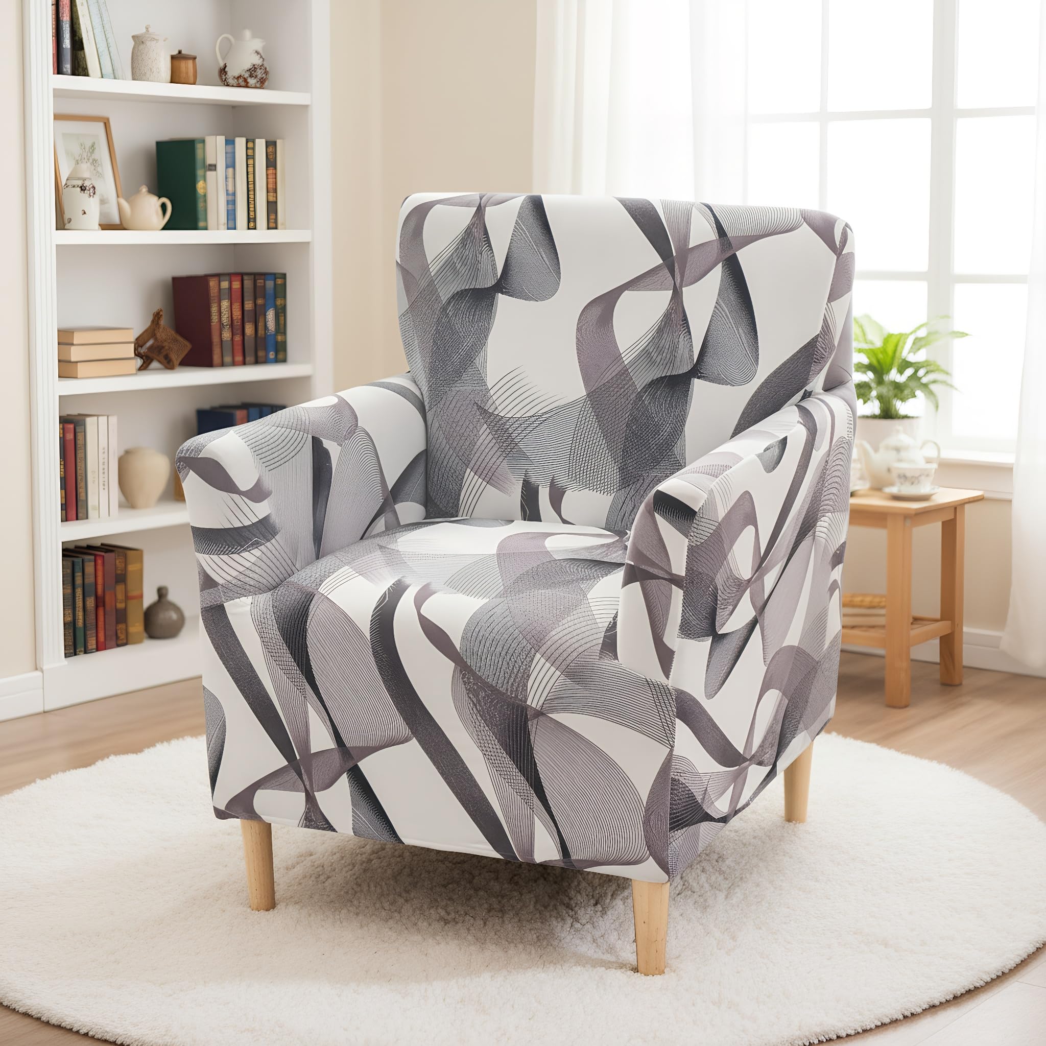 LiveGo Stretch Banquet Armchair Slipcover, Knit Chair Covers with Arms, Non-Slip Waterproof Chair Slipcover for Living Room, Office, Reception, and Pet-Friendly Furniture Protector (Color M)