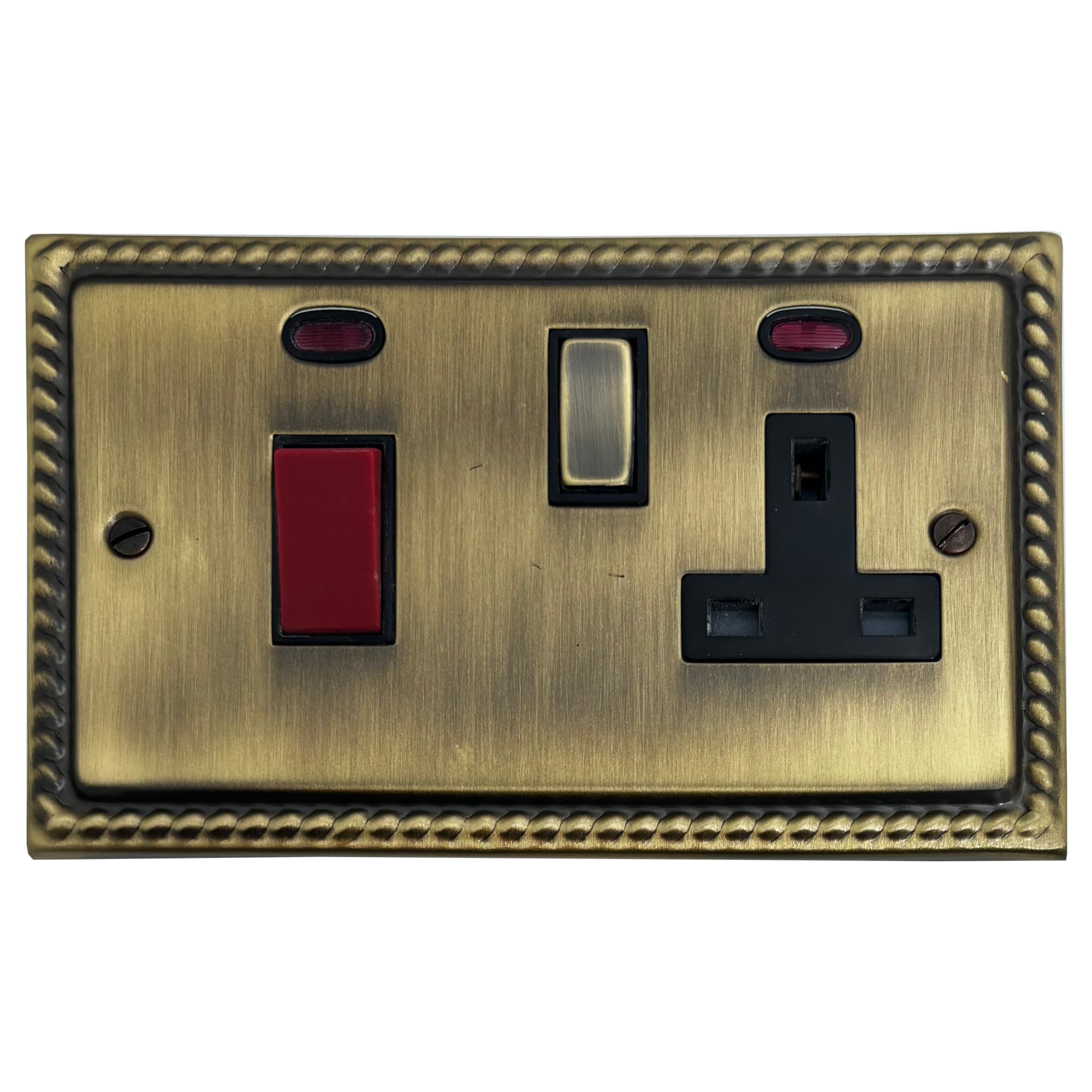 Georgian Antique Brass Cooker Switch with Socket