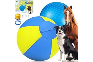 BUGARORE Herding Ball for Dogs and Horses - 25" Jolly Ball for Dogs, Agility Training Equipment, Herding for Australian/German Shepherd, Improved Bite-Resistant, Reinforced Sewing Dog Toys - Blue&Yellow Large