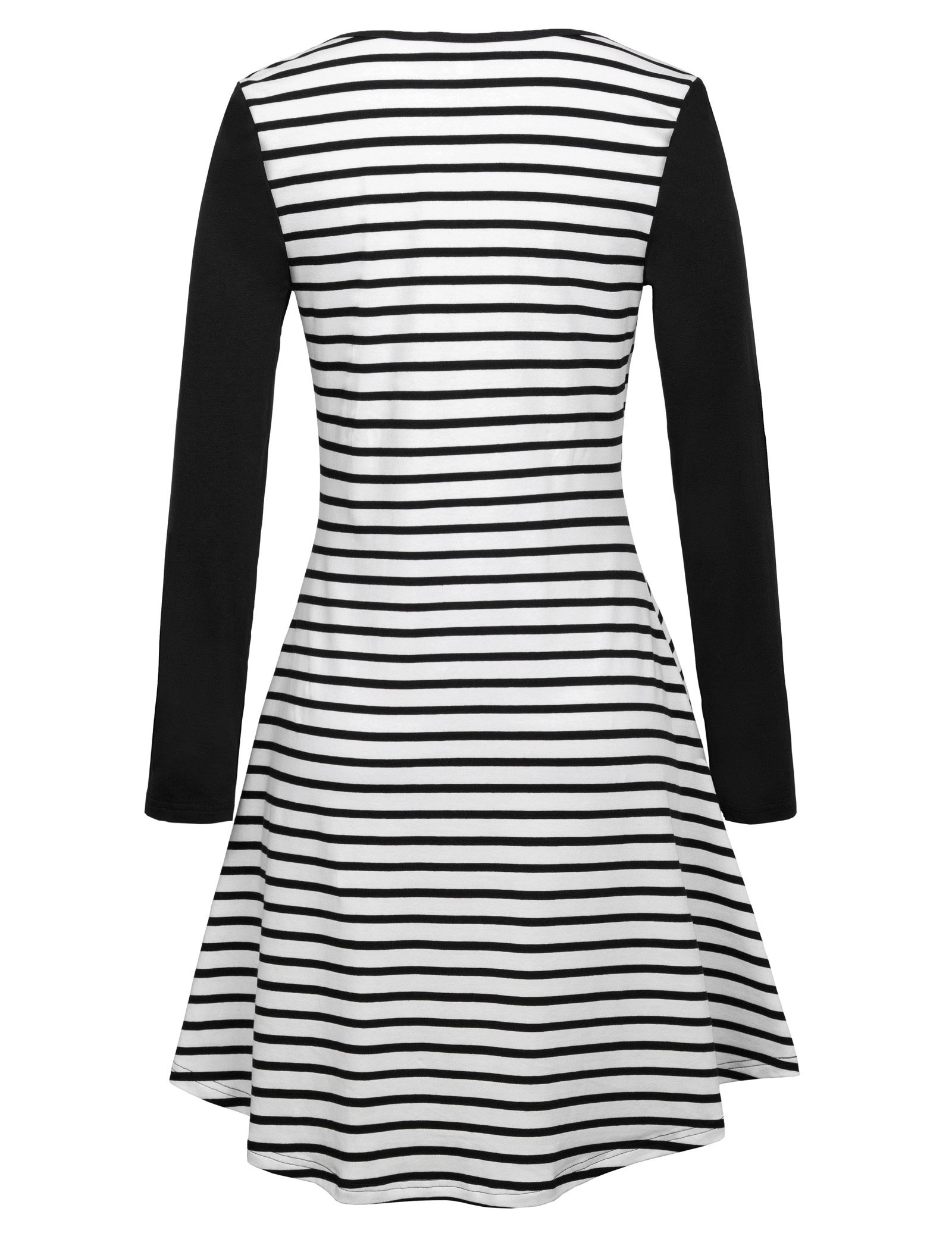 Kate Kasin Women Long Sleeve Swing TShirt Dress VNeck Stripe Casual