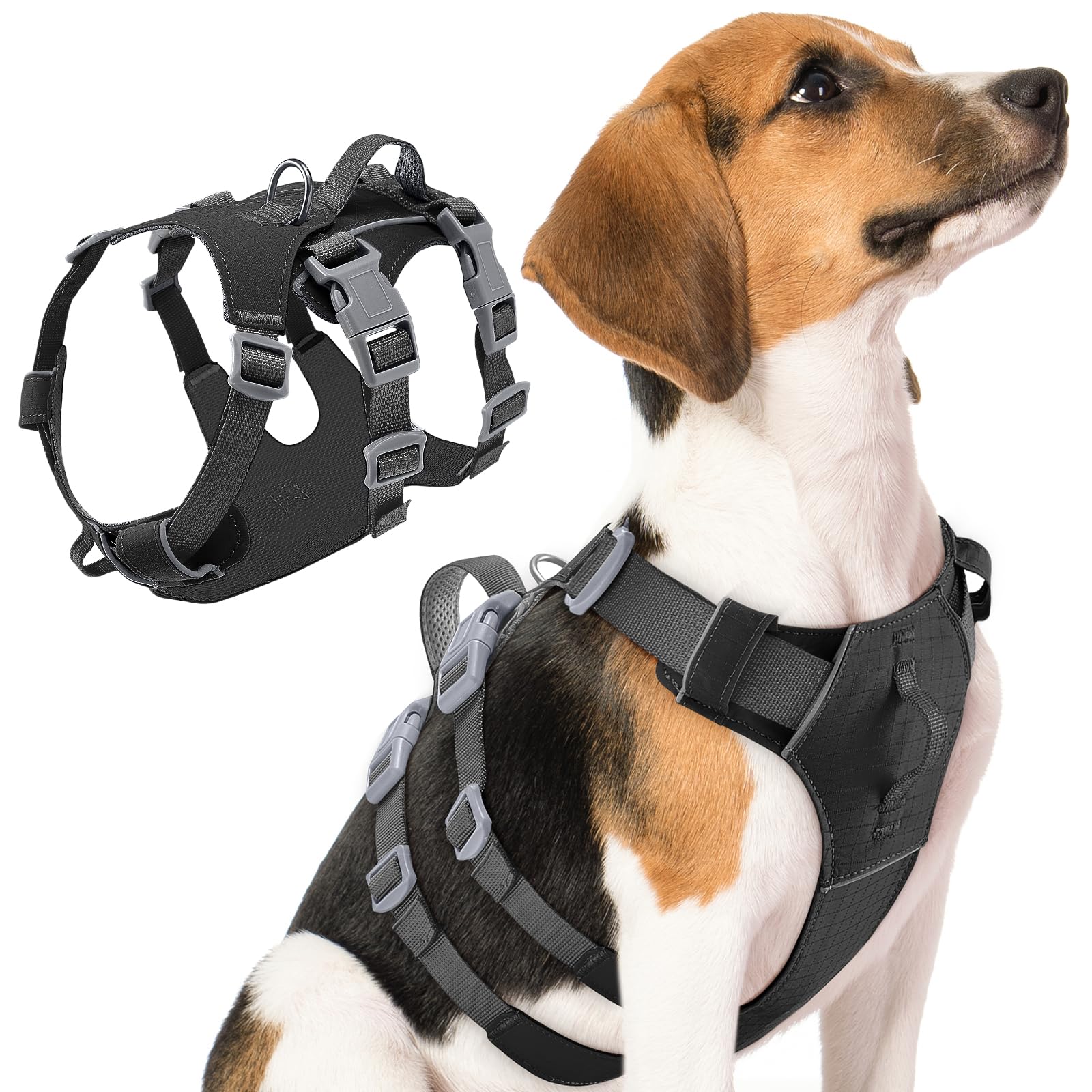 SlowTon No Pull Dog Harness - Lightweight Escape Proof Dog Harness with Padded Lift Handle, Adjustable Full Body Reflective Vest Safety Belts for Small Medium Large Dogs Easy Walking Training Hiking