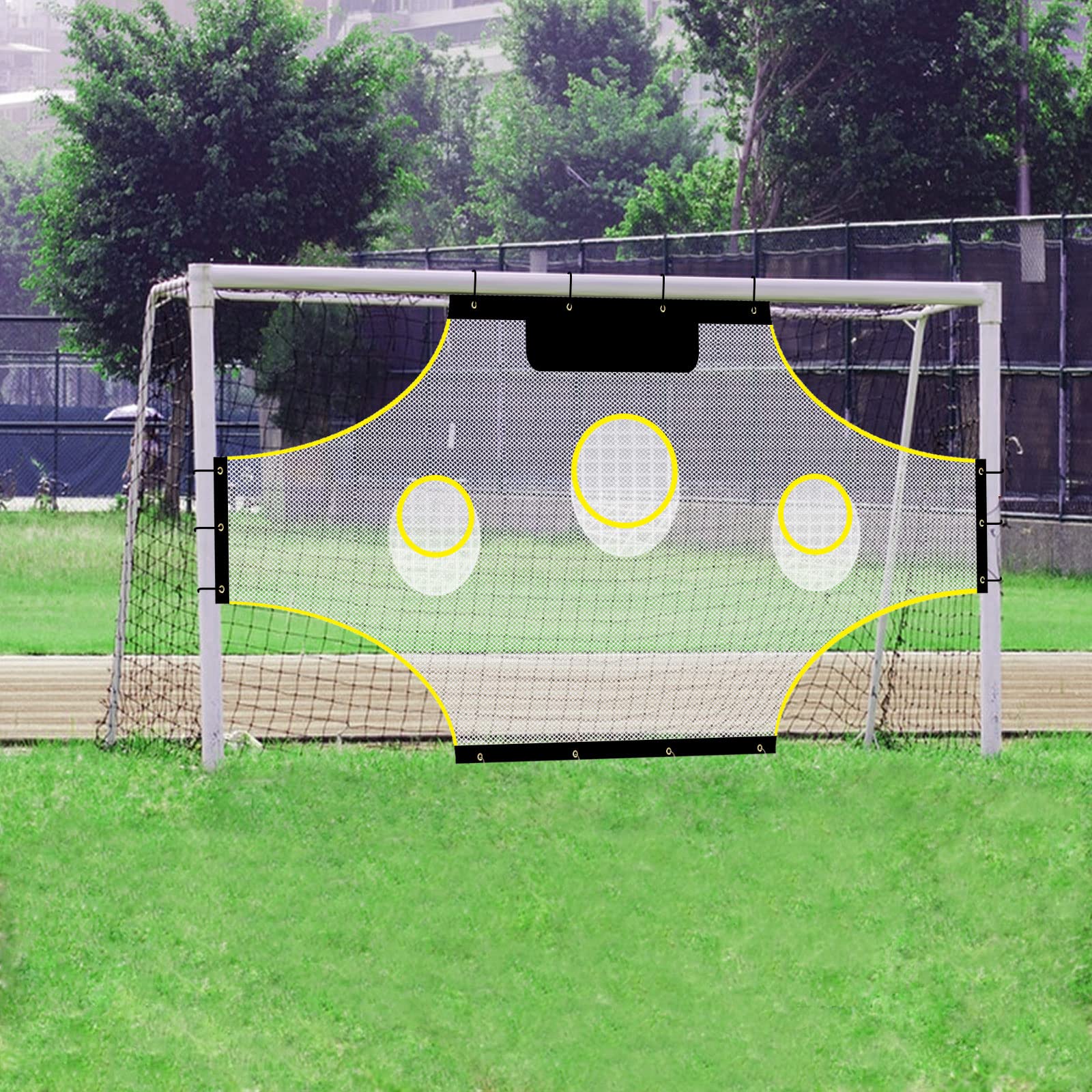 Photo 1 of VANCL Soccer Goal Target Training Nets with 7 Highlighted Yellow Scoring Zones Sturdy Portable Training Equipment for Shooting - 17x6.6FT Soccer Training Aide with Carrying Bag[No Goal]