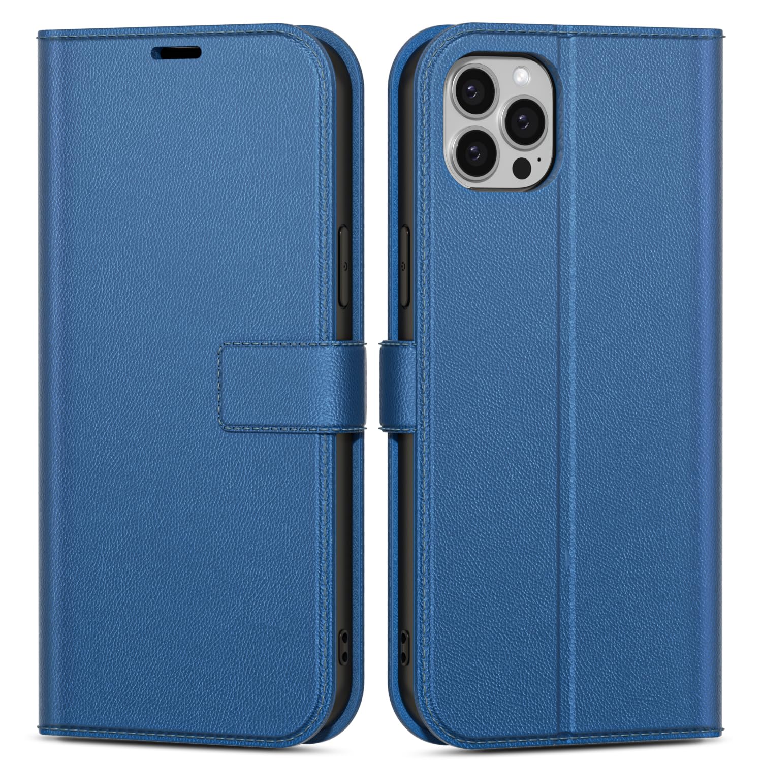 Photo 1 of oakxco for iPhone 12 Pro Max Wallet Case with Credit Card Holder, Magnetic RFID Slim Folio Book Flip Leather Phone Case for Women Men Girl, Cute Soft Silicone Rubber Shockproof Cover, Royal Blue