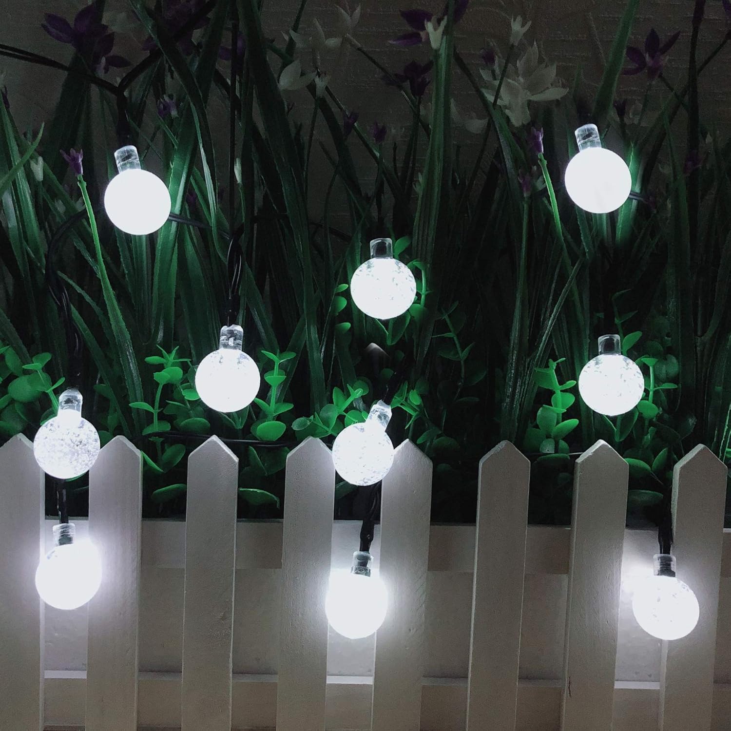 Solar String Lights Globe 38 Feet 66 Crystal Balls Waterproof LED Fairy Lights 8 Modes Outdoor Starry Lights Solar Powered String Light for Garden Yard Home Party Wedding Decoration(White) - - 