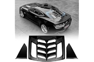 LitMiRaCle Rear and Side Window Louvers Wind Shutter Window Set, Bright Black Sun Shade Cover for Chevrolet Chevy Camaro in GT 2016-2022