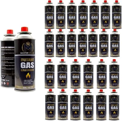 MASTER BRAND Butane Gas Bottles Canisters Pack 28 Camping Heater Cooker BBQ
