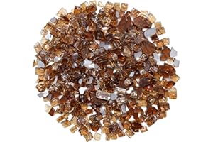 iShyan Fire Glass for Propane Fire Pit, 1 lb 1/2 inch Copper Reflective Fire Glass Rocks for Gas Fireplace Firepit Outdoor Fire Table Landscaping