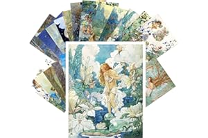 PIXILUV Vintage PostCards 24 pcs Fairy and Flowers Small Forest People