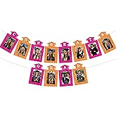 Pink and Orange Graduation Photo Banner Glitter Congrats Grad Photo Cards Banner Hot Pink Bachelor Cap DIY Picture Hanging Decor Grad Photos Props for Girls Graduation Party Supplies