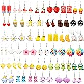 38 Pairs Fun Cute Weird Earrings Set Fun Cool Funky Duck Mushroom Fruit Flowers Aesthetic Drop Dangle Earrings for Women Jewelry Gift