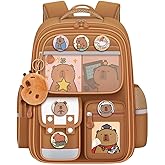 DHUENIOPE Cute Capybara Backpack with Chic Case and More Pins Ita Bag Cartoon Laptop Travel Utility Funny Going Out Casual Bag(Khaki)