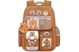 DHUENIOPE Cute Capybara Backpack with Chic Case and More Pins Ita Bag Cartoon Laptop Travel Utility Funny Going Out Casual Bag(Khaki)
