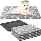 VitalCozy 4 Pcs Dog Crate Pads Soft Warm,18 x 24 x 1.6 Inch,Star,Gray | Ultra Soft Warm Washable Anti-slip Kennel Bed Mat for Pets,Reversible Replaceable,for Small Medium Large Dogs and Cats