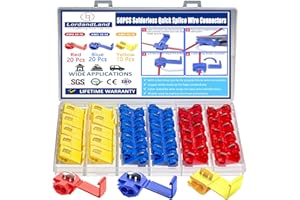 LORDANDLAND 50PCS Solderless Quick Splice Wire Connectors, 22-10 AWG Lock Snap Electrical Wire Connector Insulated Crimp Connector(22-18AWG Red 20PCS, 18-14AWG Blue 20PCS, 12-10AWG Yellow 10PCS)