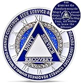 Unique Sparkly Diamond Sobriety Coin - 12 Steps Spin Triangle AA Coins - Clockwork Addiction Recovery AA Chips and Medallions - Celebrate 1-65 Prime Clean Alcoholics Anonymous Gifts for Men Women
