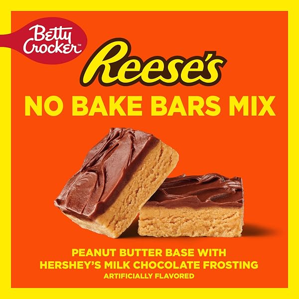 BETTY CROCKER REESE’S PEANUT BUTTER NO BAKE BARS MIX WITH HERSHEY’S MILK CHOCOLATE FROSTING, 17.3 OZ