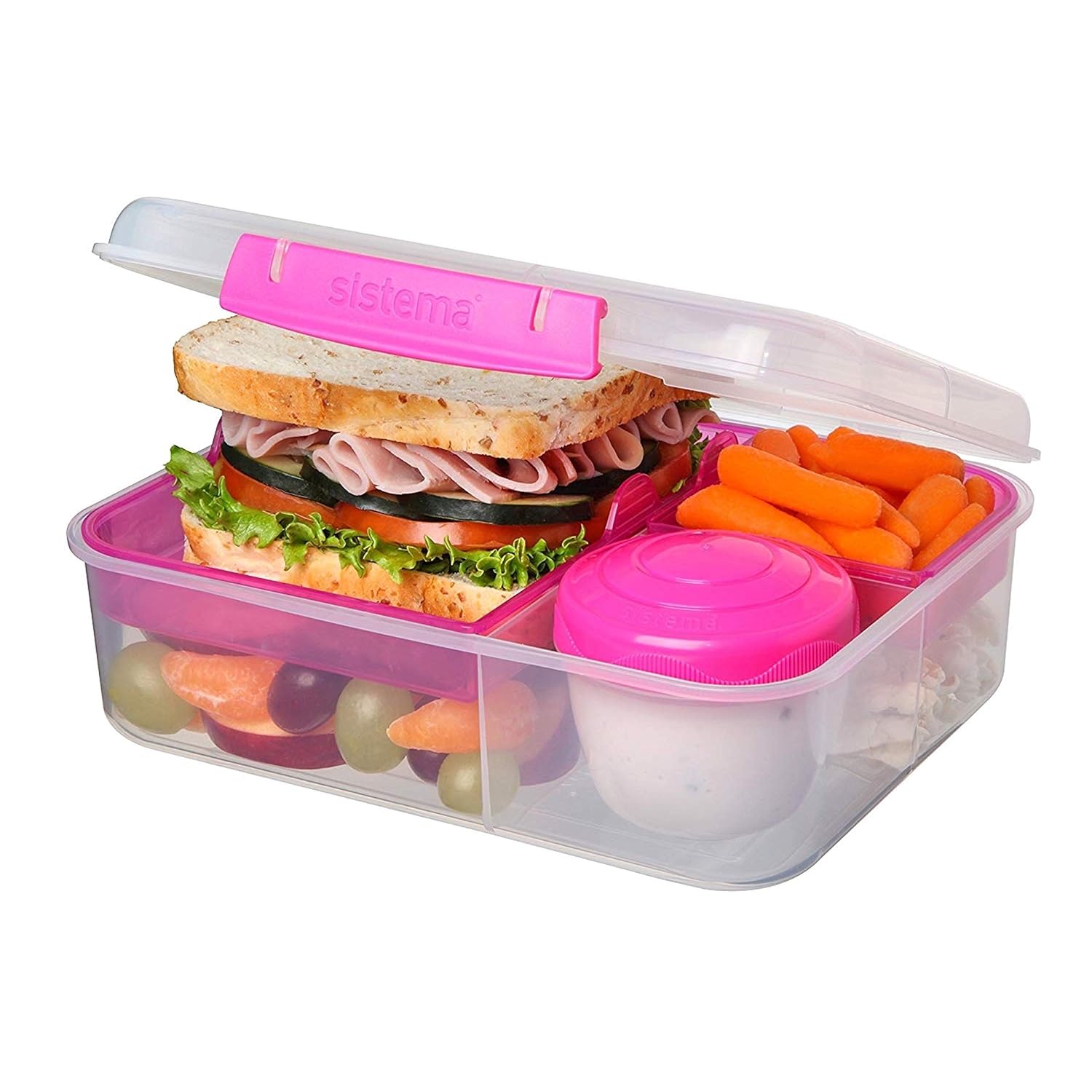 Sistema Bento Lunch Box to Go with Fruit/Yogurt Pot 1.65 L Assorted Colours