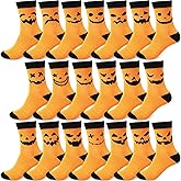 Breathffy 20 Pairs Halloween Pumpkins Socks Novelty Pumpkin Ghost Socks Bulk Funny Crazy Halloween Gifts for Women Men