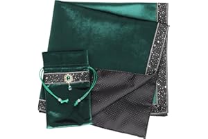 DOARLUO Tarot Cards Bag Divination Tablecloth Star River Lace Thickened Velvet Back Particle Bottom with Tarot Pouch (Green)