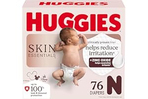 Huggies Size Newborn Diapers, Skin Essentials Baby Diapers, Newborn (6-9 lb.), 76 Ct