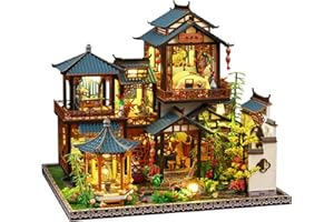 YSWOOD WORLD DIY Miniature House Kit, Mini House Building Kit with LED & Music Movement, DIY Miniature Kit for Adults Teen, Dollhouse Kit