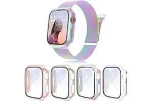 PKMH [4 PCS] Hard PC Case with Screen Protector Compatible for Apple Watch Series 7/8/9 41mm, Full Edge All Around Protective Bumper Anti-Scratch Frame Cover for iWatch Smartwatch Accessories