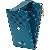 Badiya Slim Women Wallet RFID Blocking Bifold Compact 9 Card Slots Holder Wallets Soft Leather with Zipper Coin Pocket 2 ID Window