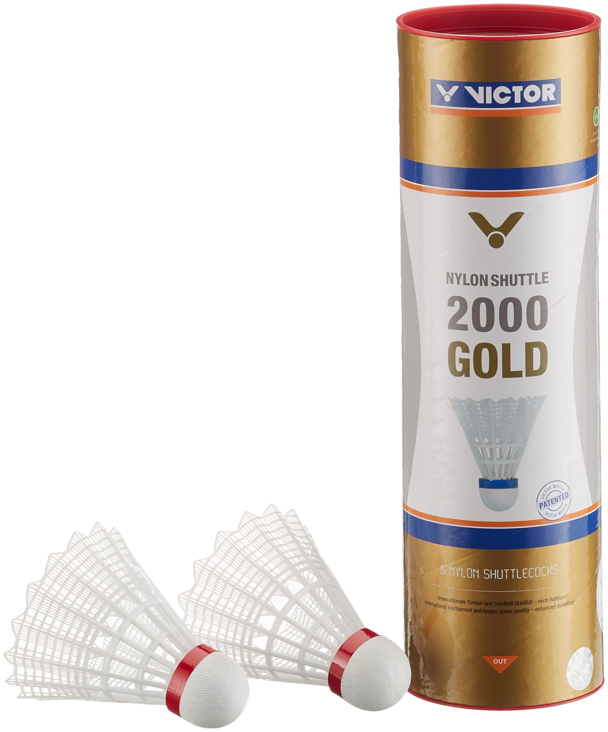 VICTOR Nylon Shuttlecock Shuttle 2000 6per Can, White / Red