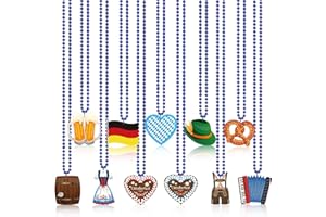 NOVWANG 21Pcs Oktoberfest Party Favors Beaded Necklaces Metallic Bead Necklaces for Oktoberfest Bavarian Beer Festivities Party Favors Decorations Supplies(11 Designs)