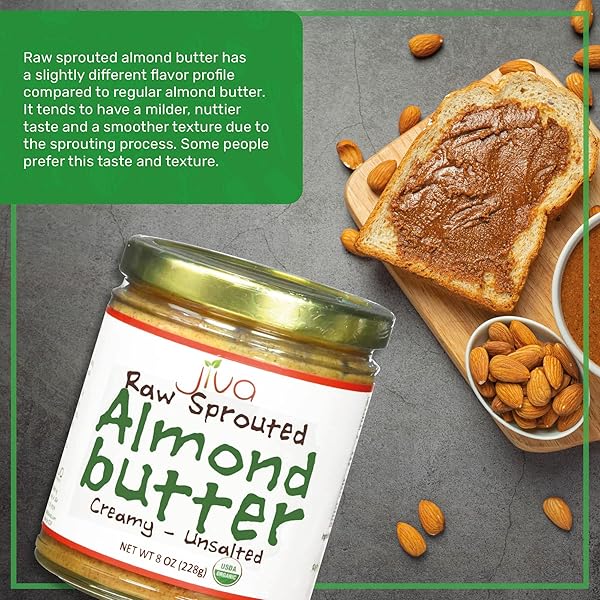 JIVA ORGANICS RAW SPROUTED ORGANIC ALMOND BUTTER 8-OUNCE JAR