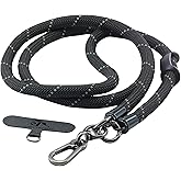 Little Fire Craft Cell Phone Lanyard Crossbody Rope Around the Neck Wrist Strap for Most Smartphone Case Headset Keychain Offices ID - Black Reflective