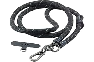 Little Fire Craft Cell Phone Lanyard Crossbody Rope Around the Neck Wrist Strap for Most Smartphone Case Headset Keychain Offices ID - Black Reflective