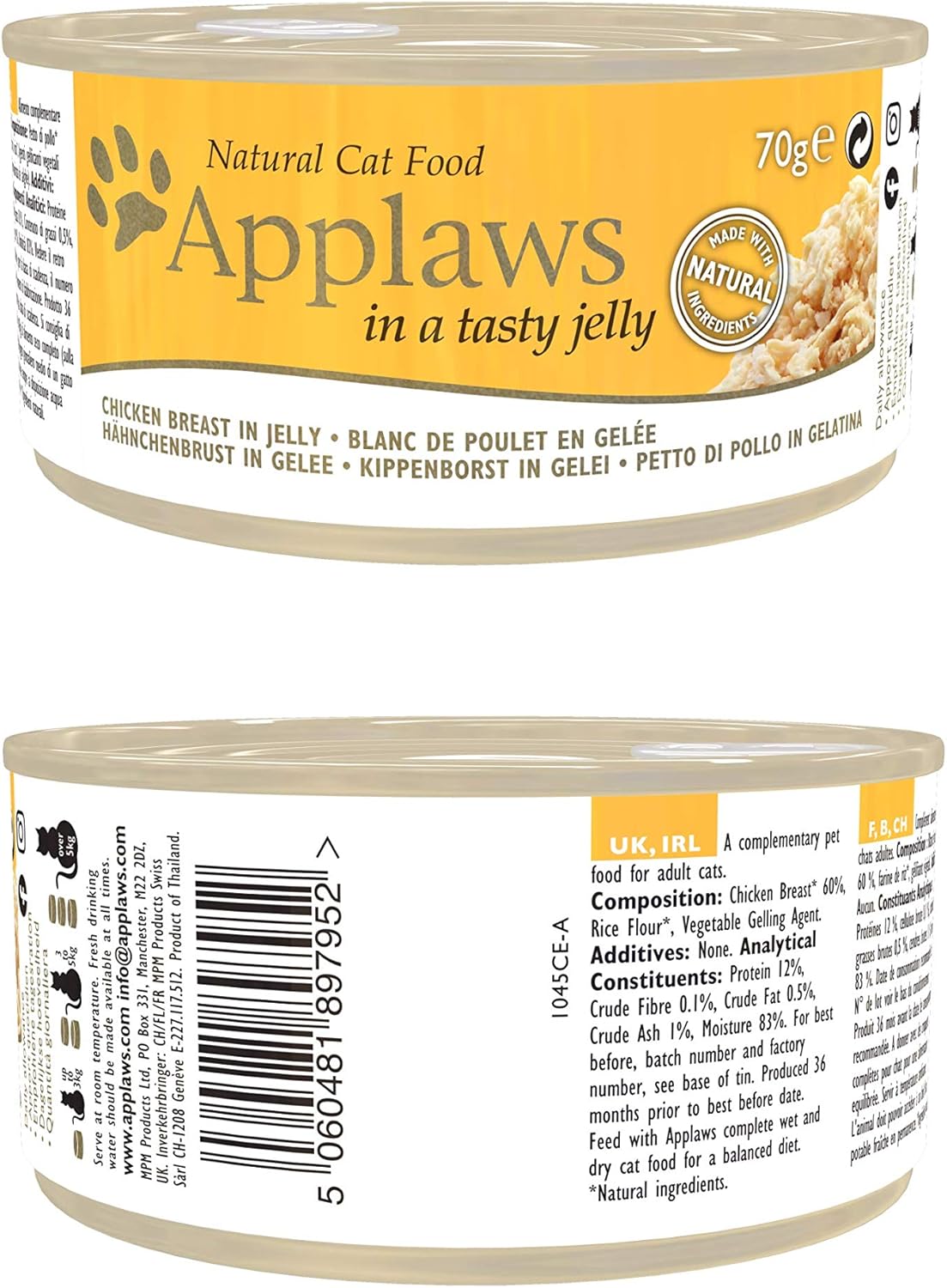 Applaws Natural Wet Cat Food, Chicken in Jelly 70 g Tin (Pack of 24 Tins), 70 g (Pack of 24) - Image 3