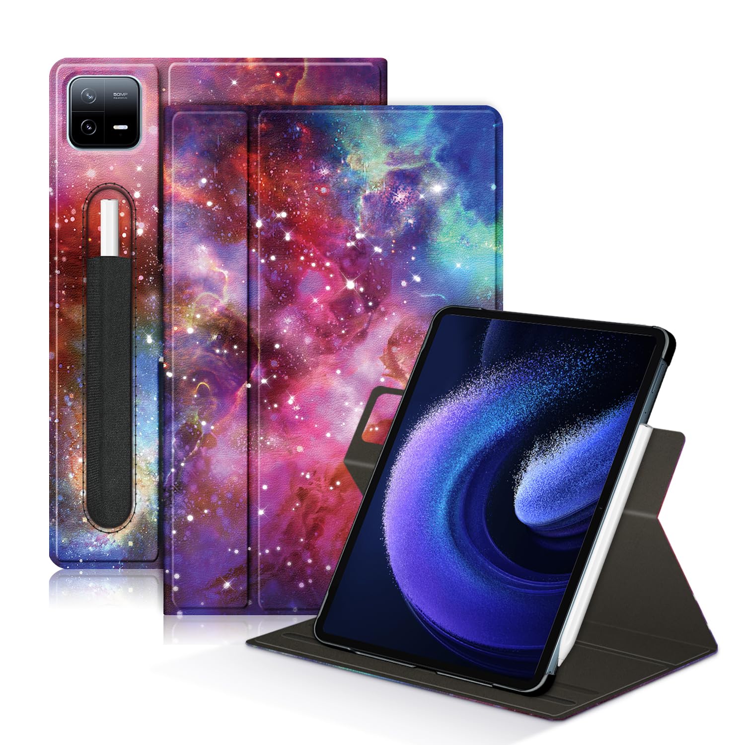 DINGGUAGUA Case Compatible with Xiaomi Pad6/6pro Tablet 11inch Released 2023 Multi-Angle Stand Cover for Mi Pad 6 Pro Tablet 360° Adjustable Swivel,Galaxy