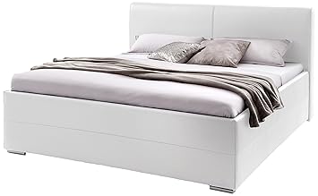 Bettgestell 180x200 Weiss Kunstleder