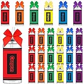 Skylety 24 Pcs Crayon Tumbler with Lids and Straw Bow First Day Crayon Reusable Cups for Gift 13.5 oz Colorful Birthday Gifts Cup