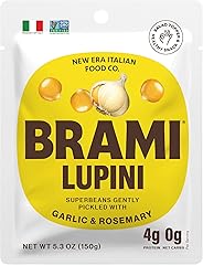 BRAMI Lupini Beans Snack, Garlic & Rosemary, 7g Plant Based Protein, 0g Net Carbs, Vegan, Vegetarian, Keto, Mediterranean Die