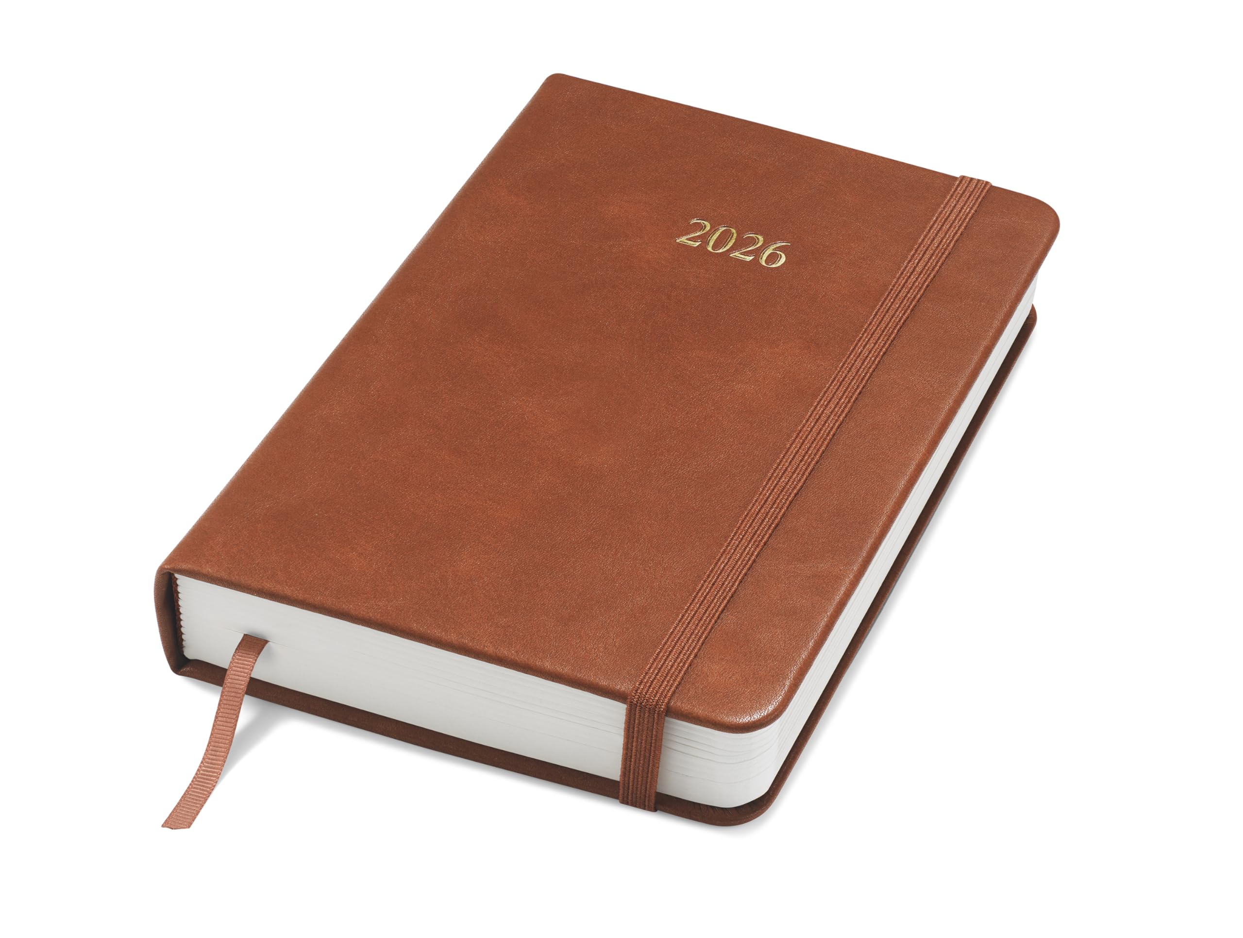 Wykeham's Executive 2026 Daily Journal Planner – UK Public Holidays & Format – Personalisation Available (Brown, A6)