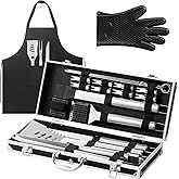 Terlulu 22Pcs Grilling Accessories, BBQ Accessories with Aluminum Case, Stainless Steel Grill Set Tools for Outdoor Camping&Barbecue, Grilling Gifts for Men Dad Fathers Day