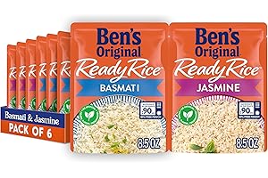 BEN'S ORIGINAL Ready Rice Basmati and Jasmine Rice Variety Pack, Easy Dinner Sides, 8.5 OZ Pouch (Pack of 6)