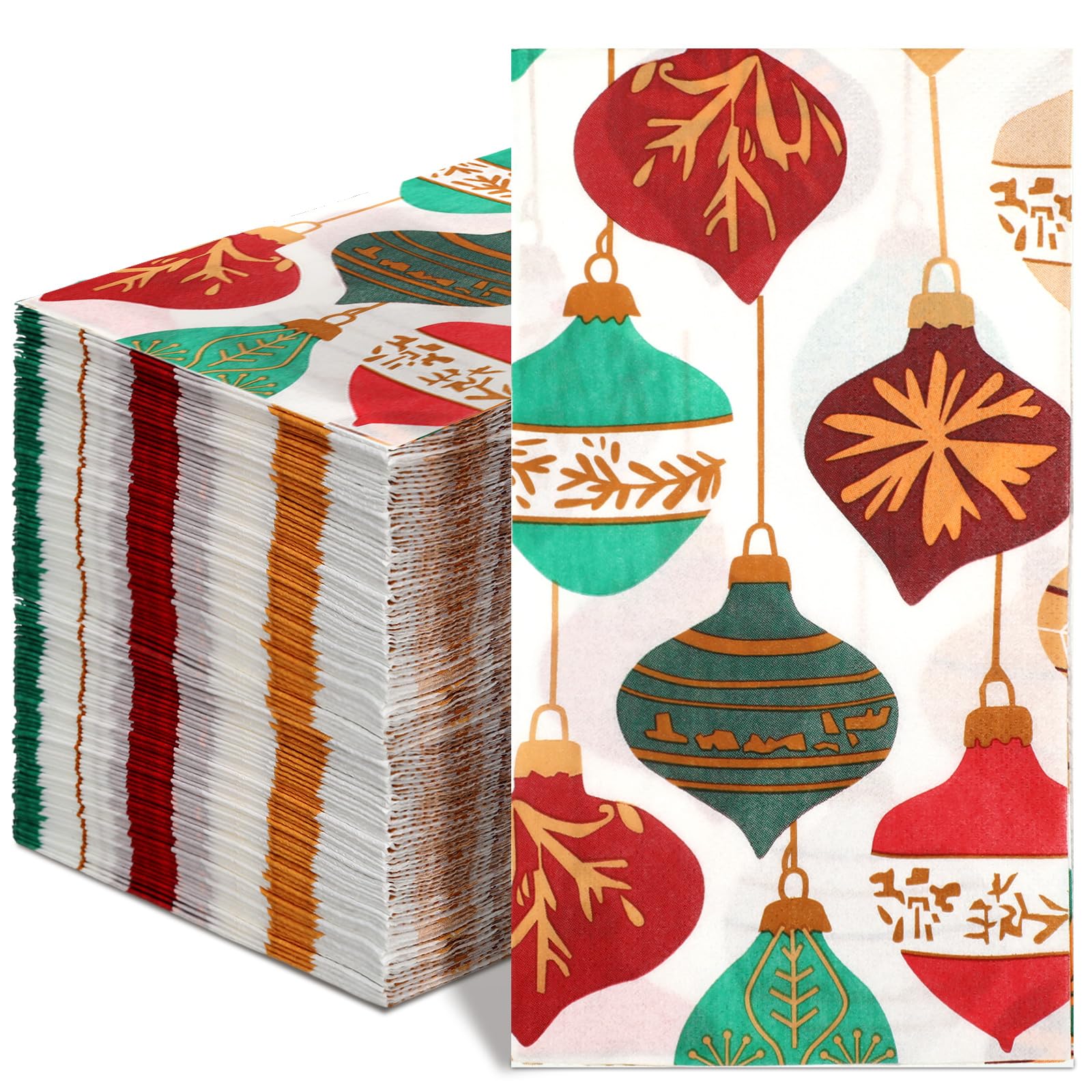 Photo 1 of Crtiin 200 pack Christmas Disposable Paper Decorative Guest Napkins Christmas Lantern patterns Decorative Paper for Xmas Party Kitchen Bathroom Lunch Dinner Table