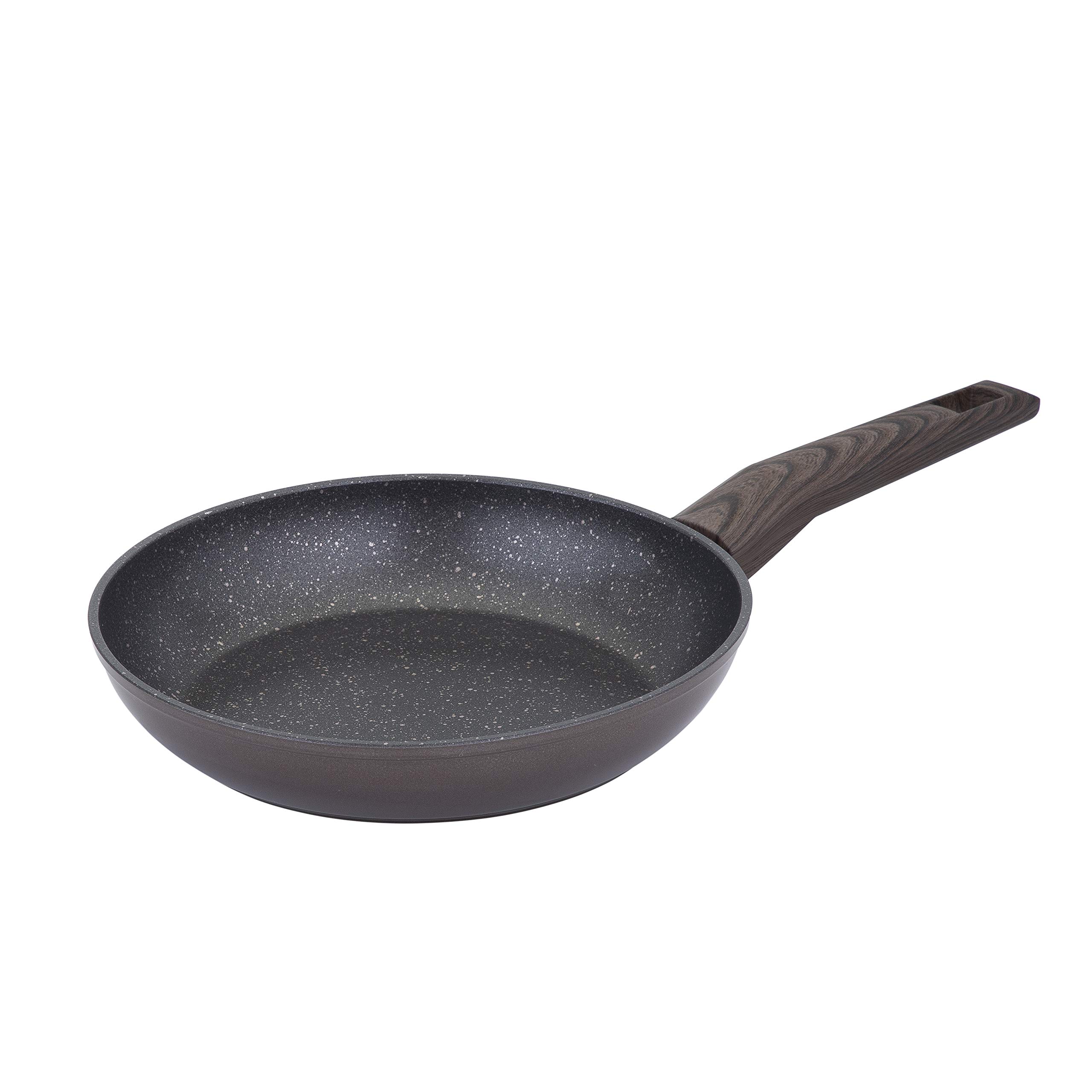 RESTO 93022 Frying Pan 24 Cm - Forged Aluminium Pan with Pfluon Non-Stick Coating and Ergonomic Wooden Soft Touch Handle - Suitable for All Types of Cookers - Including Induction