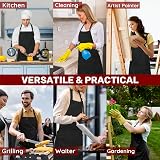 FunChaos 2XL Chef Apron Black Unisex 2 Pockets Cooking Grilling Waiter Artist view 7