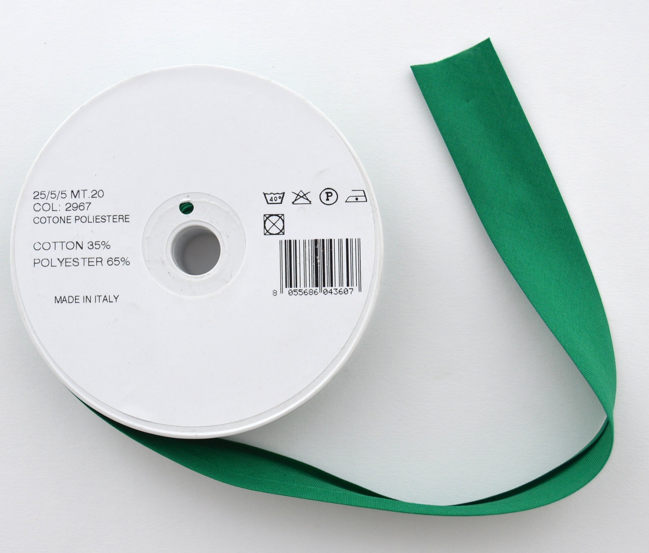 Inastri 25/5/5 mm Polycotton Bias Binding - Bottle Green